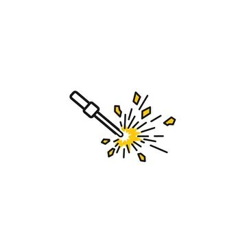 Welding torch spark icon: line art industrial repair illustration Stock Illustration