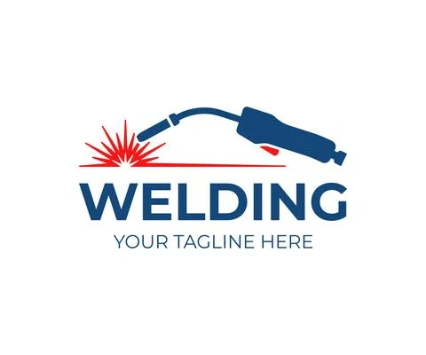 Welding torch with spark logo design. Welder tool vector design Stock Illustration