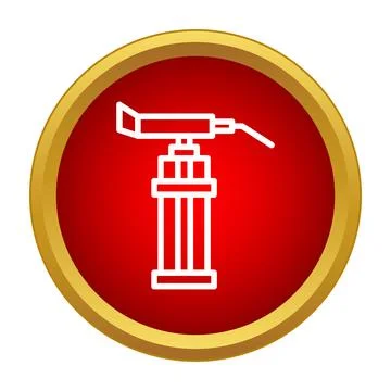Welding torch tool icon on a red and gold circle Stock Illustration