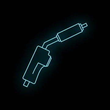 Welding torch tool neon glow icon engineering outline Stock Illustration
