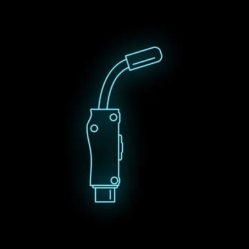 Welding torch tool neon glowing outline icon Stock Illustration