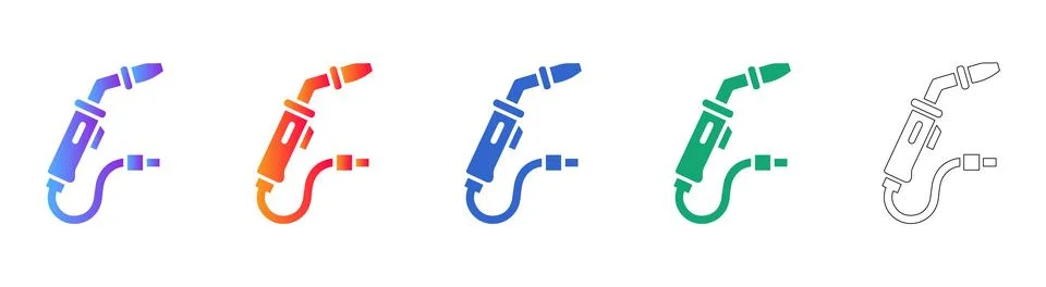 Welding Torch Tool Vector Icon Set Stock Illustration