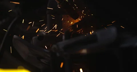 Welding Truck Workshop Sparks Close SlowMotion 스톡 동영상 156734883