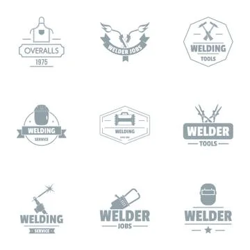 Welding unit logo set, simple style Stock Illustration