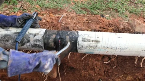 Welding Water Pipe Stock Footage 100459516