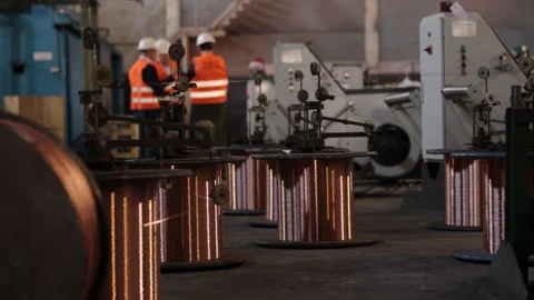 Welding wire, Copper cable, twisting machines Stock-Footage 243213974