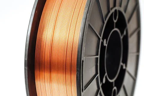 Welding wire spool on a white background Stock Photos