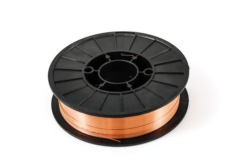 Welding wire spool on a white background Stock Photos