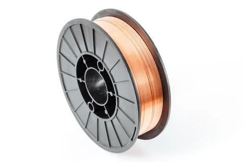 Welding wire spool on a white background Stock Photos