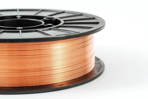 Welding wire spool on a white background Stock Photos