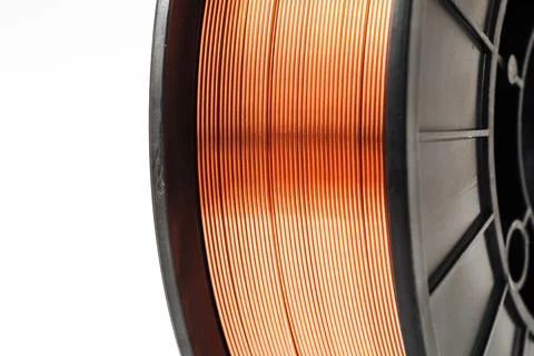 Welding wire spool on a white background Stock Photos