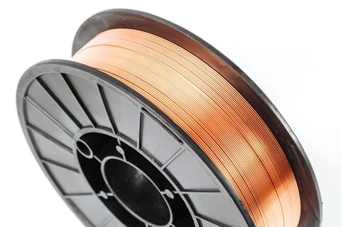 Welding wire spool on a white background Stock Photos