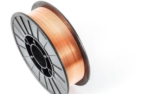 Welding wire spool on a white background Stock Photos