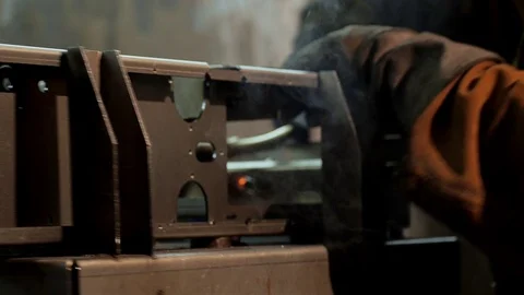 Welding work at the factory. Close-up. Video stock 74774033