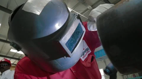 Welding Work For Large Steel Pipe Stock Footage 62083238