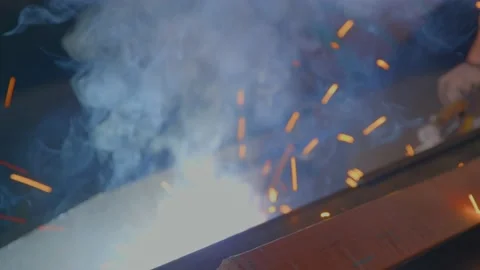 Welding work in metal factory Stock Footage 237303684