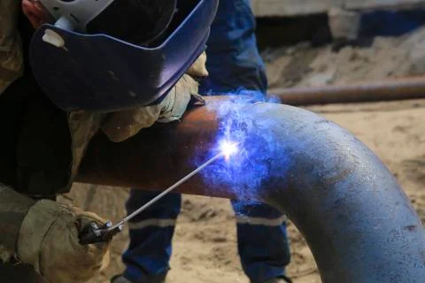 Welding work in production. Stock Photos