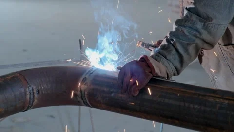 Welding work in a warehouse in production Video stock 279816639