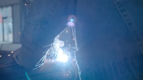 Welding work in a warehouse in production Video stock 279816811