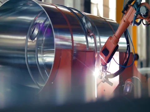 Welding work ; welder welding metal material Stock Footage 78470383