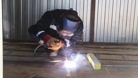 Welding work, welding seam, metal, welder Stock Footage 278401148