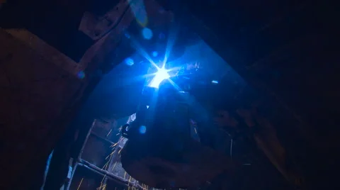 Welding Works. Blue Spark Stock Footage 63438186