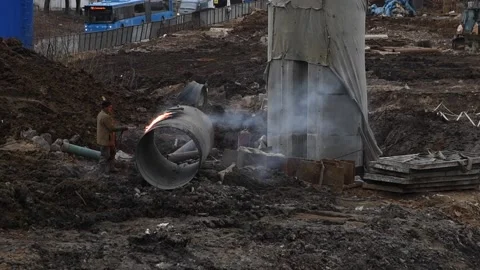 Welding works on construction site Stock Footage 219884846
