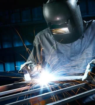 Welding in workshop Foto stock