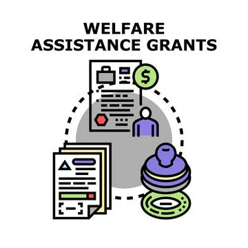 Welfare assistance grants application and approval process Illustrazione stock
