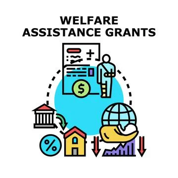 Welfare assistance grants supporting vulnerable people and communities Stock Illustration