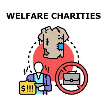 Welfare charities giving help to people in need Stock Illustration