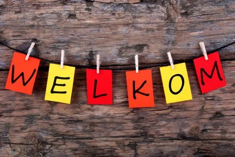 Welkom on Notes Hanging on a Line Stock Photos