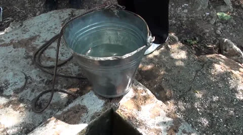 Well and bucket of water 4 Stock Footage