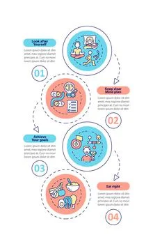 Well balanced life tips vertical infographic template Stock Illustration