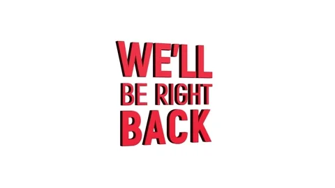 We'll be right back 3d text animation with word rotating effect. streaming .. Stock Footage 313821871