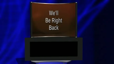 "We'll be right back" Animated Tornado Transition Video stock 12124092