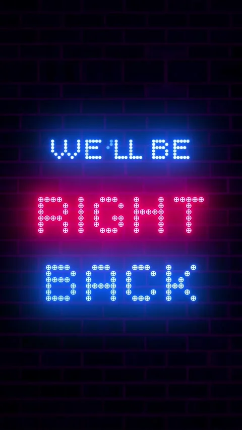 Well Be Right Back Neon Text, Vertical Animated Screen for Live Stream Stock Footage 317627680