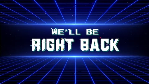 Well Be Right Back Screen with Glitch Effect Retro Pixel Art, Stream Overlay 스톡 동영상 318045684
