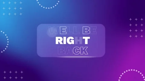 We'll Be Right Back Screen Animation Modern Gradient Background Live Stream.. Video stock 332627437