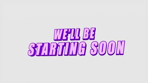 We'll be Starting Soon 3D animated retro style text on transparent background Stock Footage 336912491