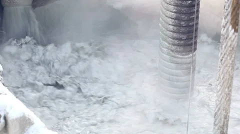 Well boring with liquid bentonite mortar Stock Footage 36296467