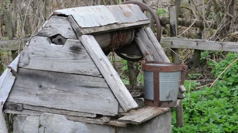 Well with bucket Stock Footage 49569742