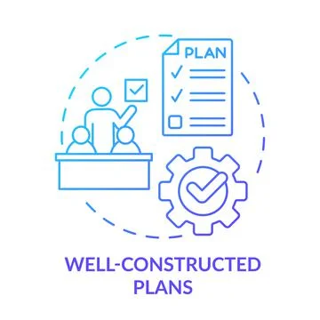 Well-constructed plans blue gradient concept icon Stock Illustration