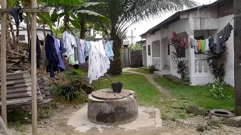 Well in a courtyard Stock Footage 80949418