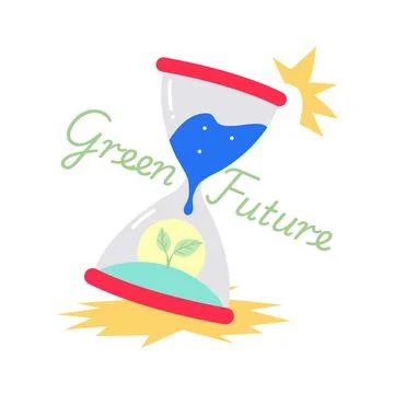 A well crafted flat sticker of the green future concept is available. Иллюстрация