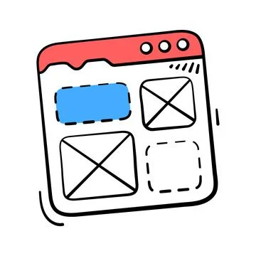 A well crafted hand drawn icon representing wireframe layout. 스톡 일러스트