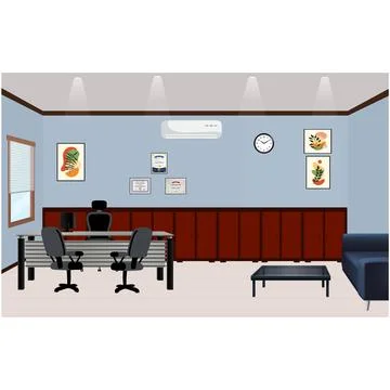 WELL DECORATED MANAGER OFFICE Stock Illustration