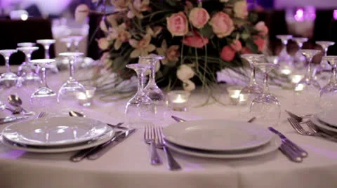 A well decorated wedding table 2 Stock Footage 24511520