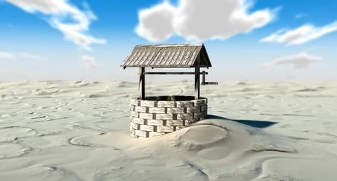 Well in a desert Stock Illustration