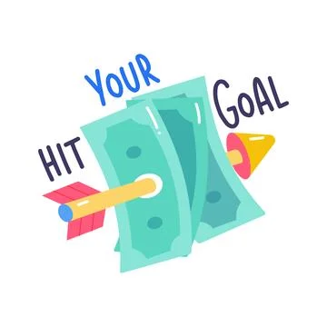 Well designed glyph sticker representing an arrow hitting the achievement goal 스톡 일러스트
